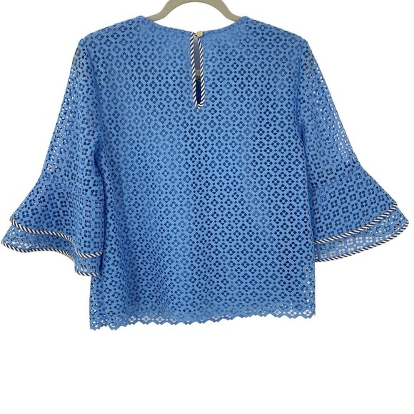 Draper James 6 Lattice Double Bell Sleeve Top TO0151 - Picture 10 of 10